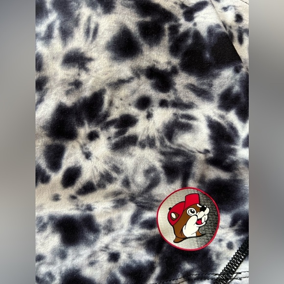 buc ees Sports Bra Tank Top Women’s Size Small Black White Tie Dye Logo - Picture 2 of 7